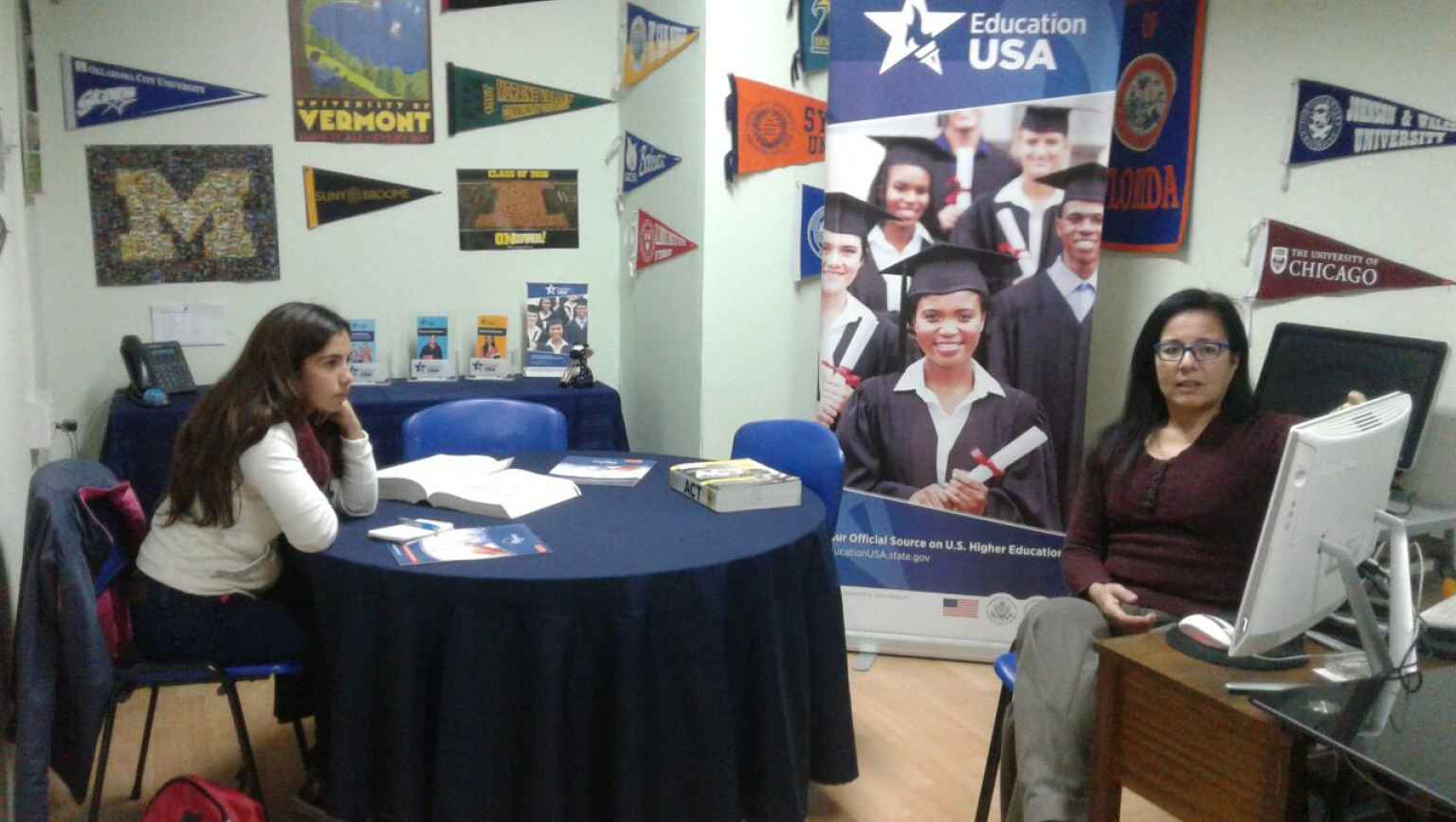 Student watching a presentation