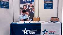 International studies avdisor at EducationUSA Stand atfair in Brasilia, Brazil