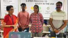 Joyful moments of the family after PDO conducted at Y Axis Foundation Education USA center for UG student Shrujan Shashank who left for Stony Brook for Spring session,2021