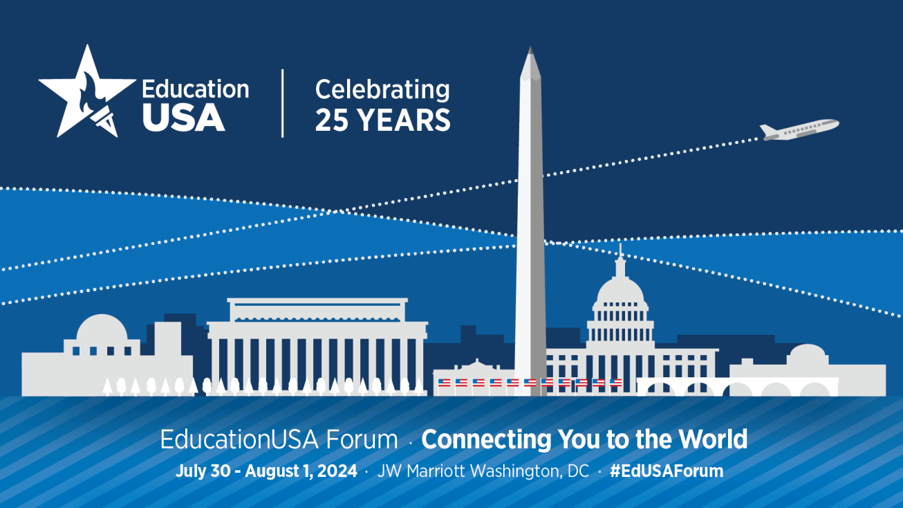 2024 Forum Save the date.  Flat design image of Washington DC skyline with event details. 