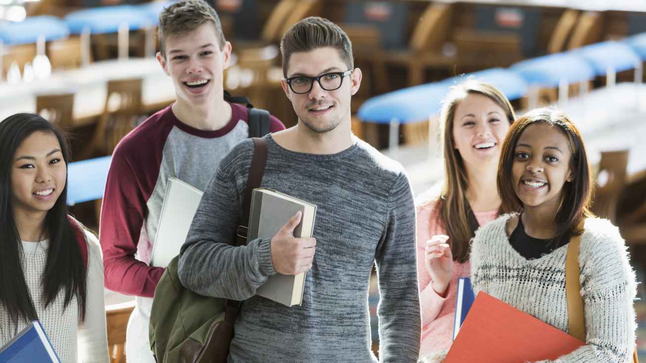 students attending US college class 