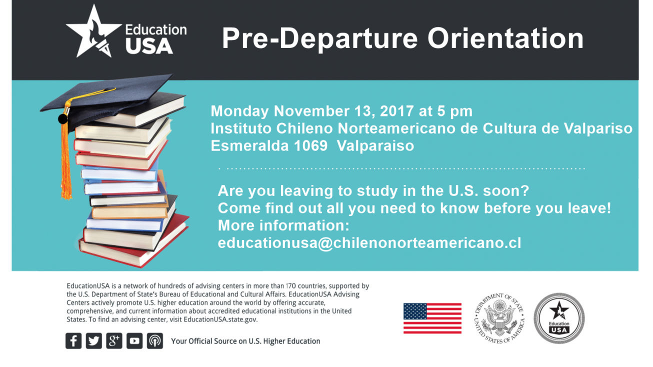 Pre-departure Orientation Monday November 13 at 5 pm