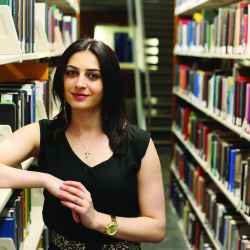 Sonya Hakobyan from EducationUSA in library